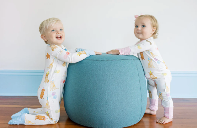 Sleep Romper - Dog Party Blue from Anderson Parker