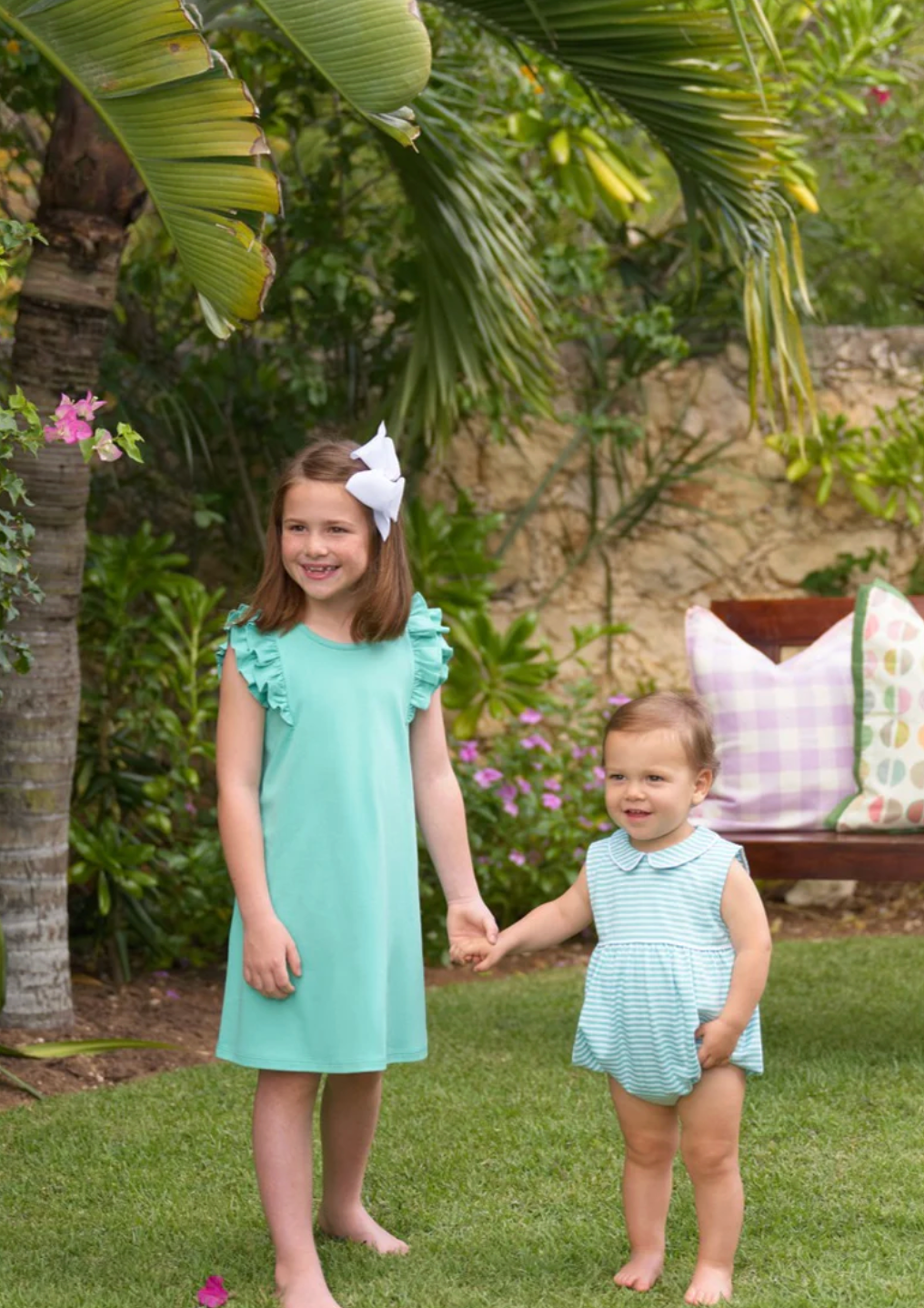 Sleeveless Bradford Bubble - Turks Teal Stripe with Worth Avenue White from Anderson Parker