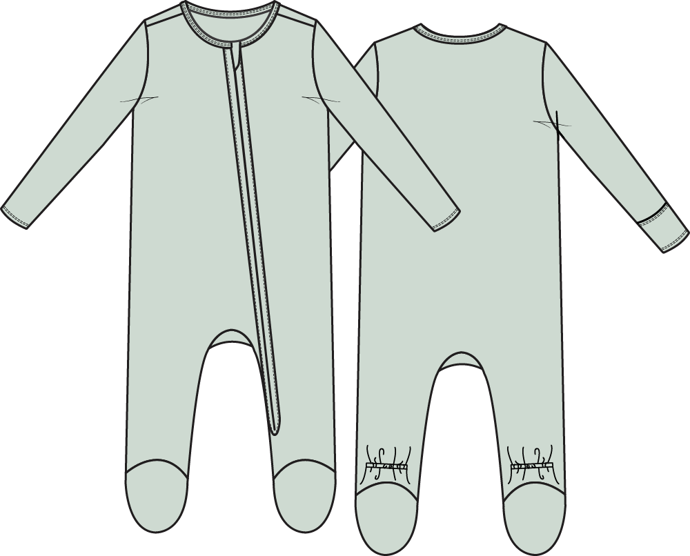 Solid Milky Green - 2 Way Zipper Footie from Anderson Parker