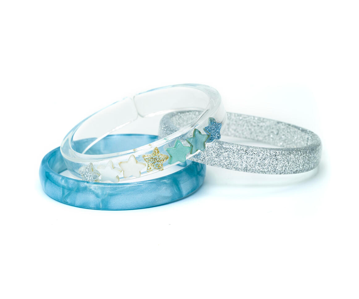 Stars Pearlized Glitter Blue Mix Bangles from Anderson Parker