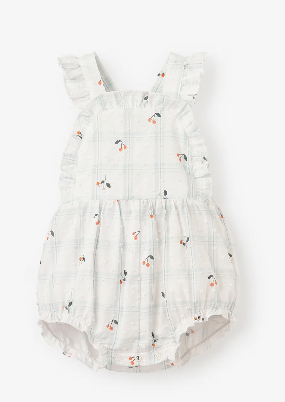 Strawberry Picnic Swiss Dot Sunsuit from Anderson Parker