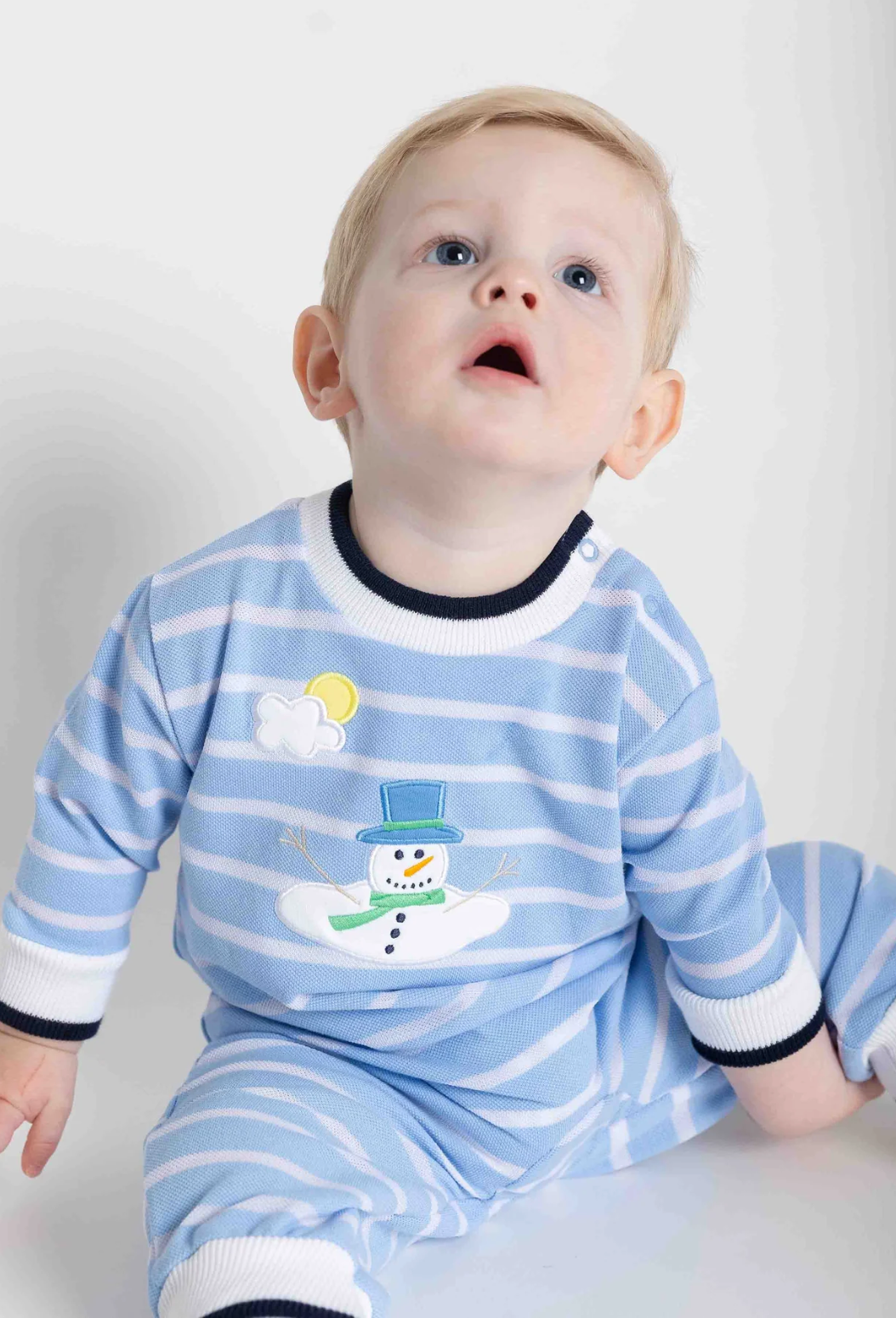 Stripe Knit Longall With Melting Snowman from Anderson Parker