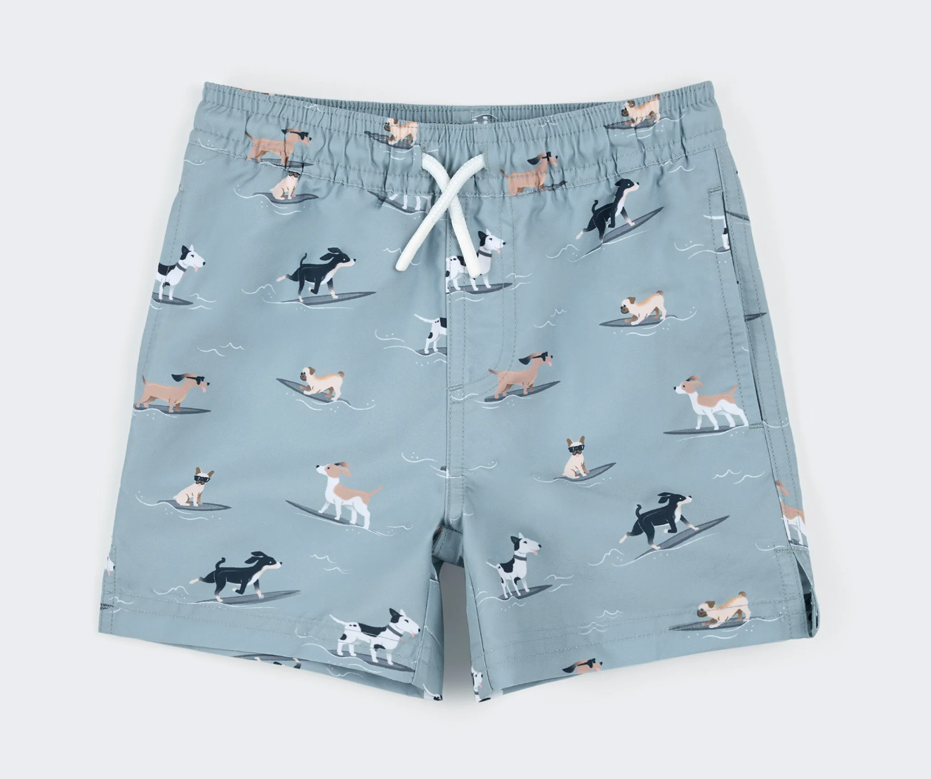 Surfing Pups Print on Blue Swim Trunks from Anderson Parker