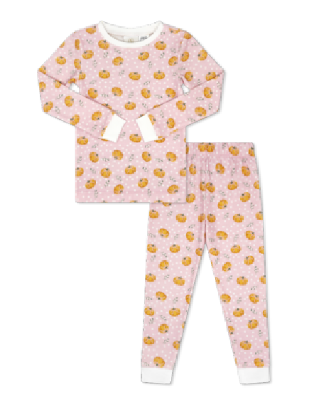 Sweet Pea PJ Set - Pumpkin - Pink from Anderson Parker