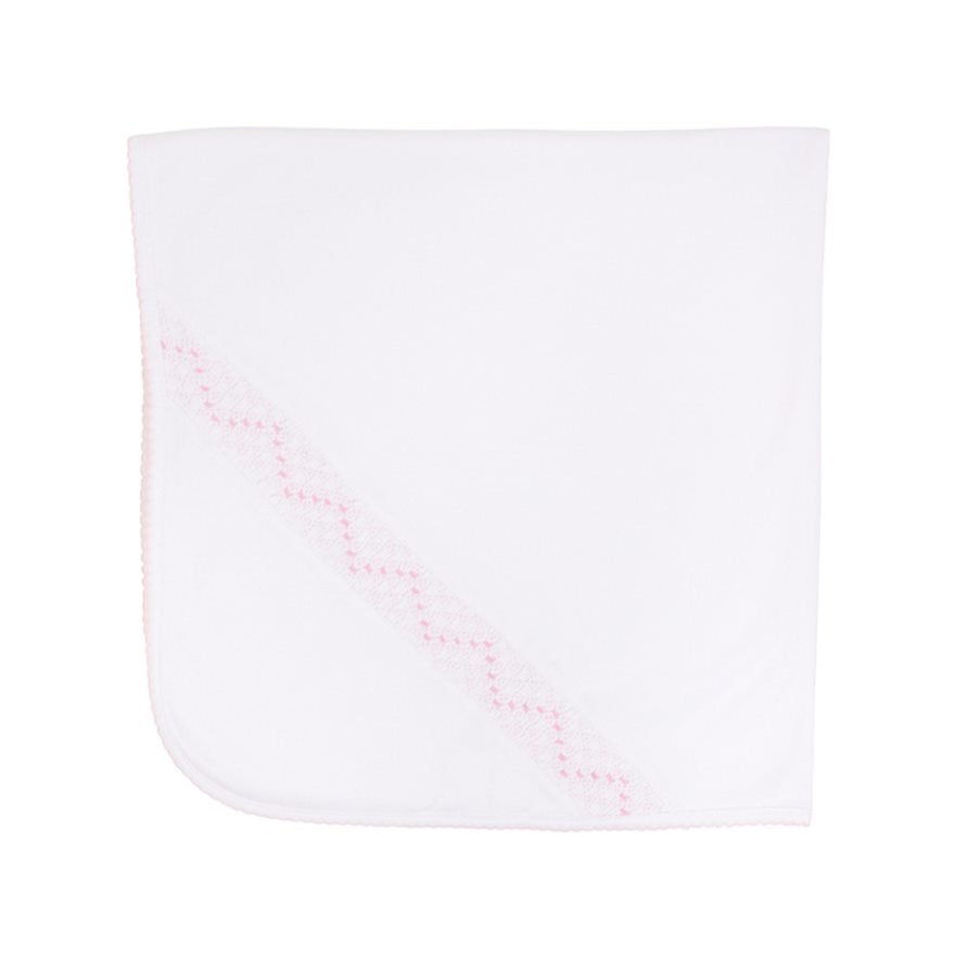 Sweetly Smocked Blessing Blanket - Worth Ave White/Palm Beach Pink from Anderson Parker