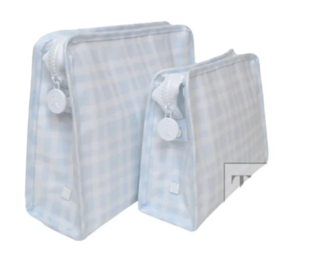 TRVL Roadie Large Zip Pouch - Pimlico Plaid Blue from Anderson Parker