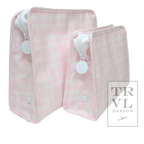 TRVL Roadie Large Zip Pouch - Pimlico Plaid Pink from Anderson Parker