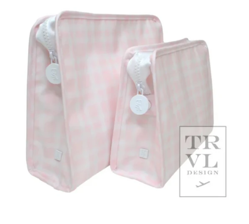 TRVL Roadie Large Zip Pouch - Pimlico Plaid Pink from Anderson Parker
