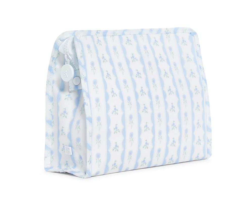 TRVL Roadie Large Zip Pouch - Ribbon Floral Blue from Anderson Parker