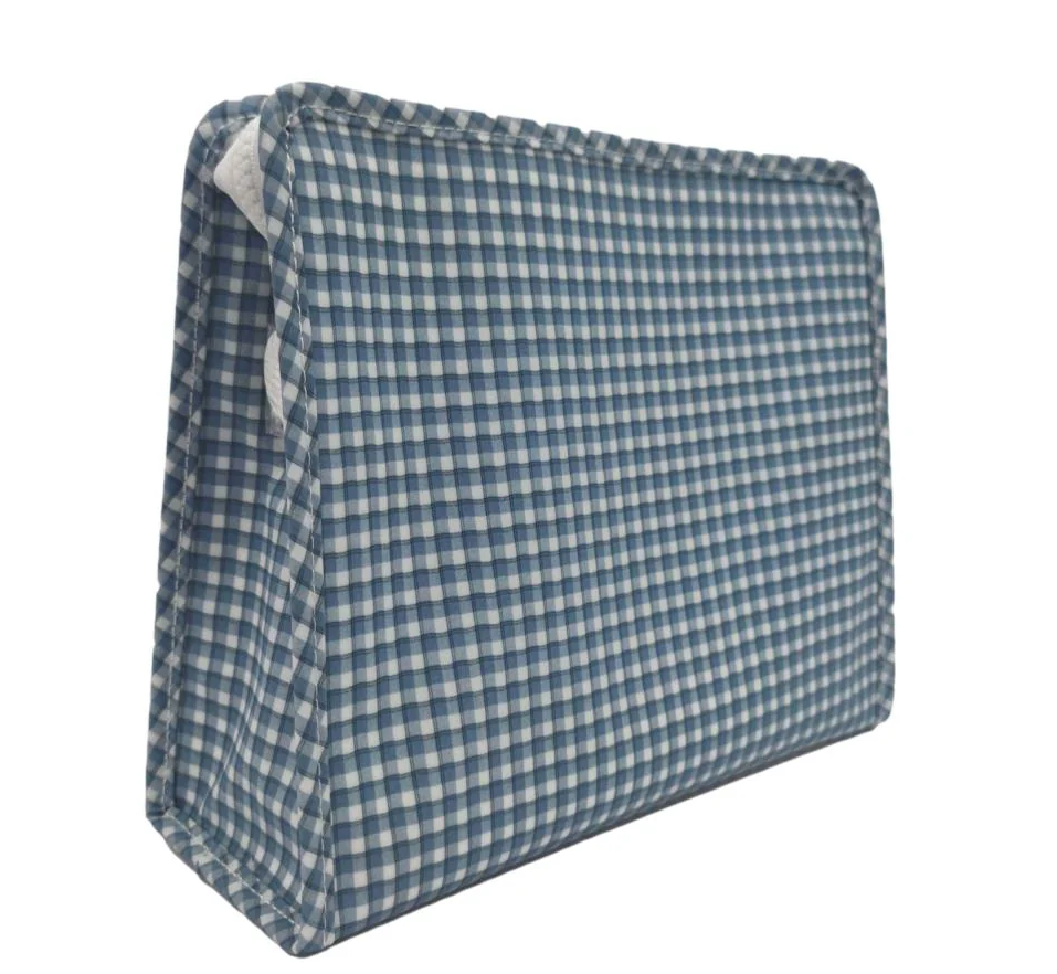 TRVL Roadie Large Zip Pouch - Rodeo Check Indigo - BACKORDERED SHIP 8/5 from Anderson Parker