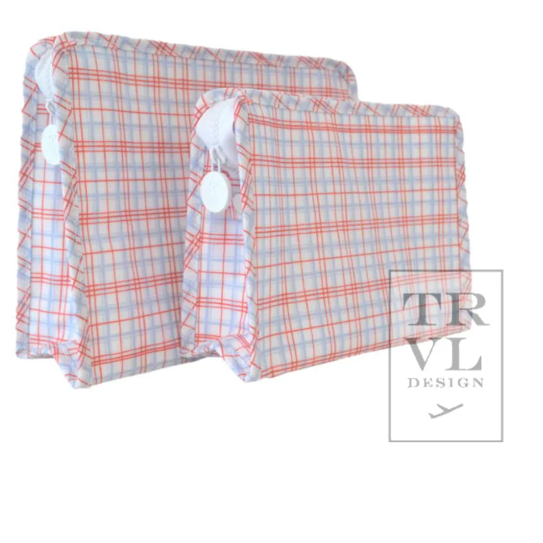 TRVL Roadie Medium Zip Pouch - Classic Plaid Red from Anderson Parker