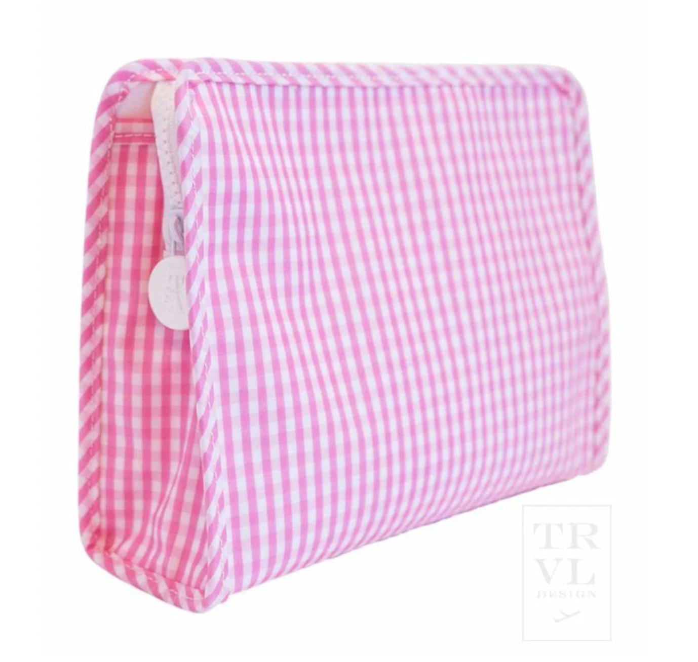 TRVL Roadie Medium Zip Pouch - Gingham Pink from Anderson Parker