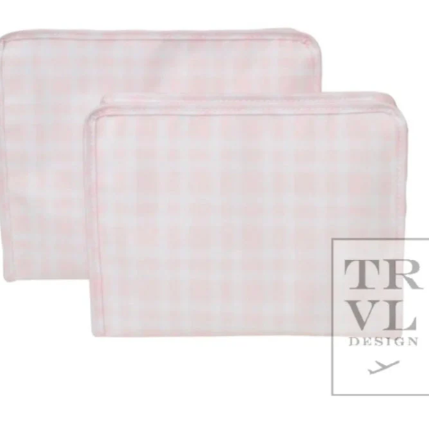 TRVL Roadie Medium Zip Pouch - Pimlico Plaid Pink from Anderson Parker