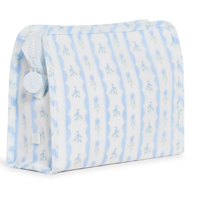 TRVL Roadie Medium Zip Pouch - Ribbon Floral Blue from Anderson Parker