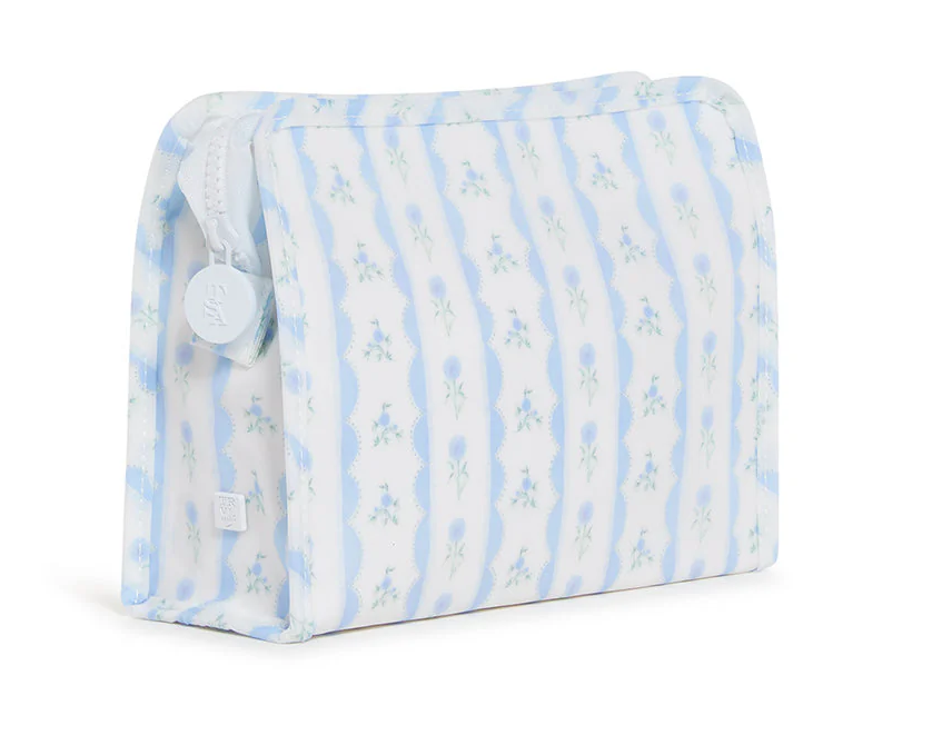 TRVL Roadie Medium Zip Pouch - Ribbon Floral Blue from Anderson Parker