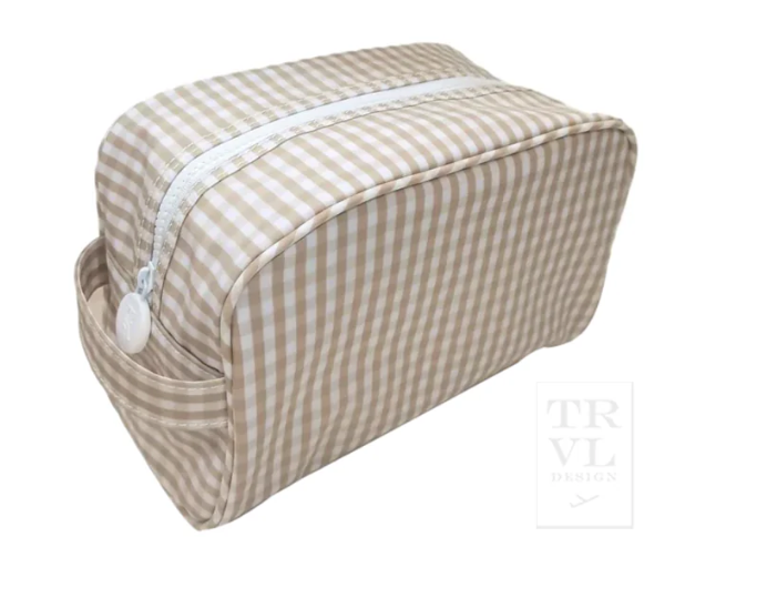 TRVL Stowaway Toiletry Bag - Gingham Khaki from Anderson Parker