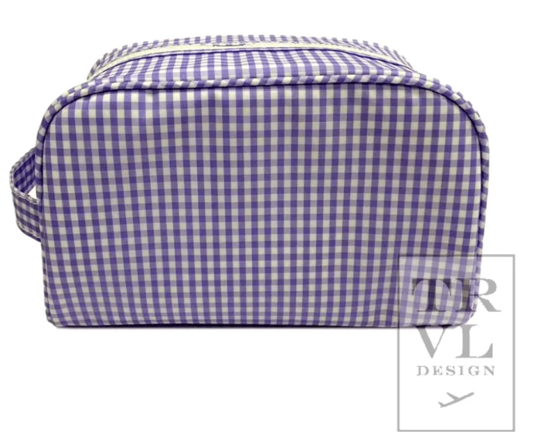 TRVL Stowaway Toiletry Bag - Gingham Lilac from Anderson Parker