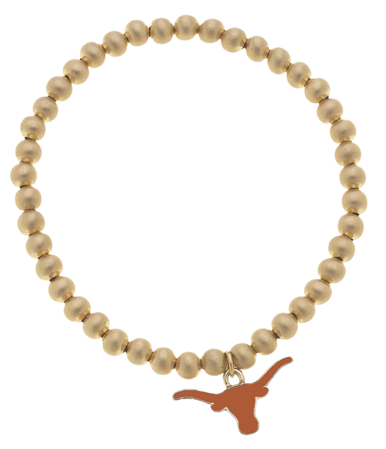 Texas Longhorns Ball Bead Stretch Bracelet in Satin Gold from Anderson Parker