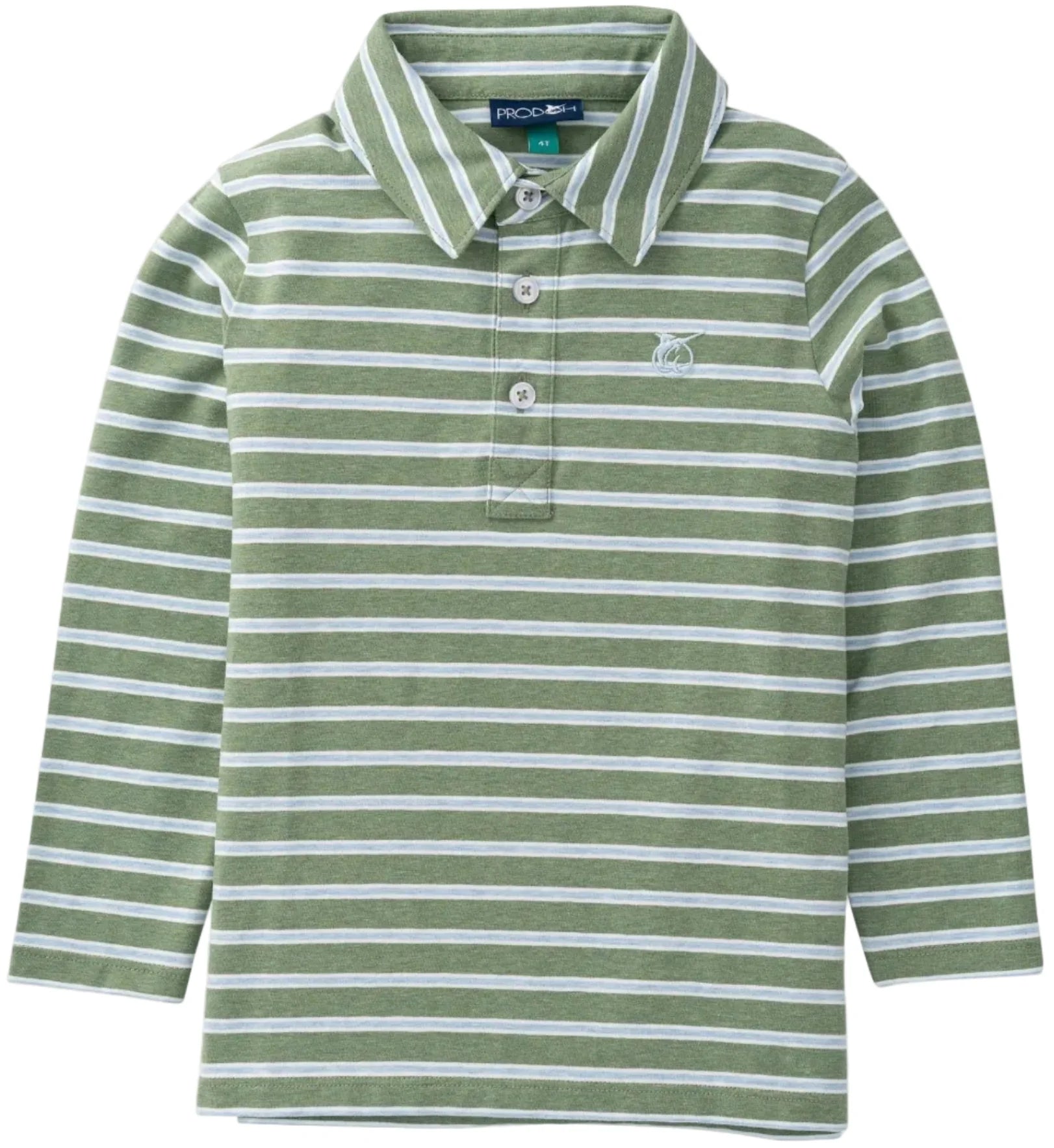 Too Cool for School Long Sleeve Polo - Hedge Cashmere Blue Stripe from Anderson Parker