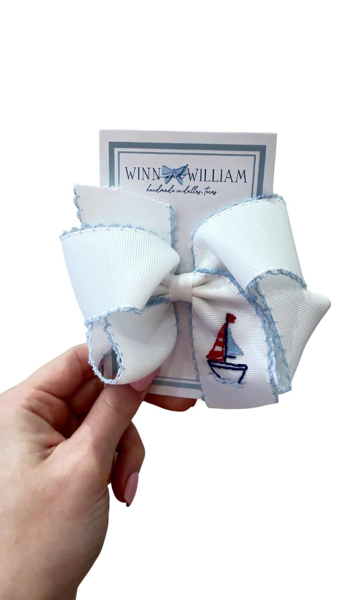 Via Clip Bow - Lt. Blue Sail Boat from Anderson Parker