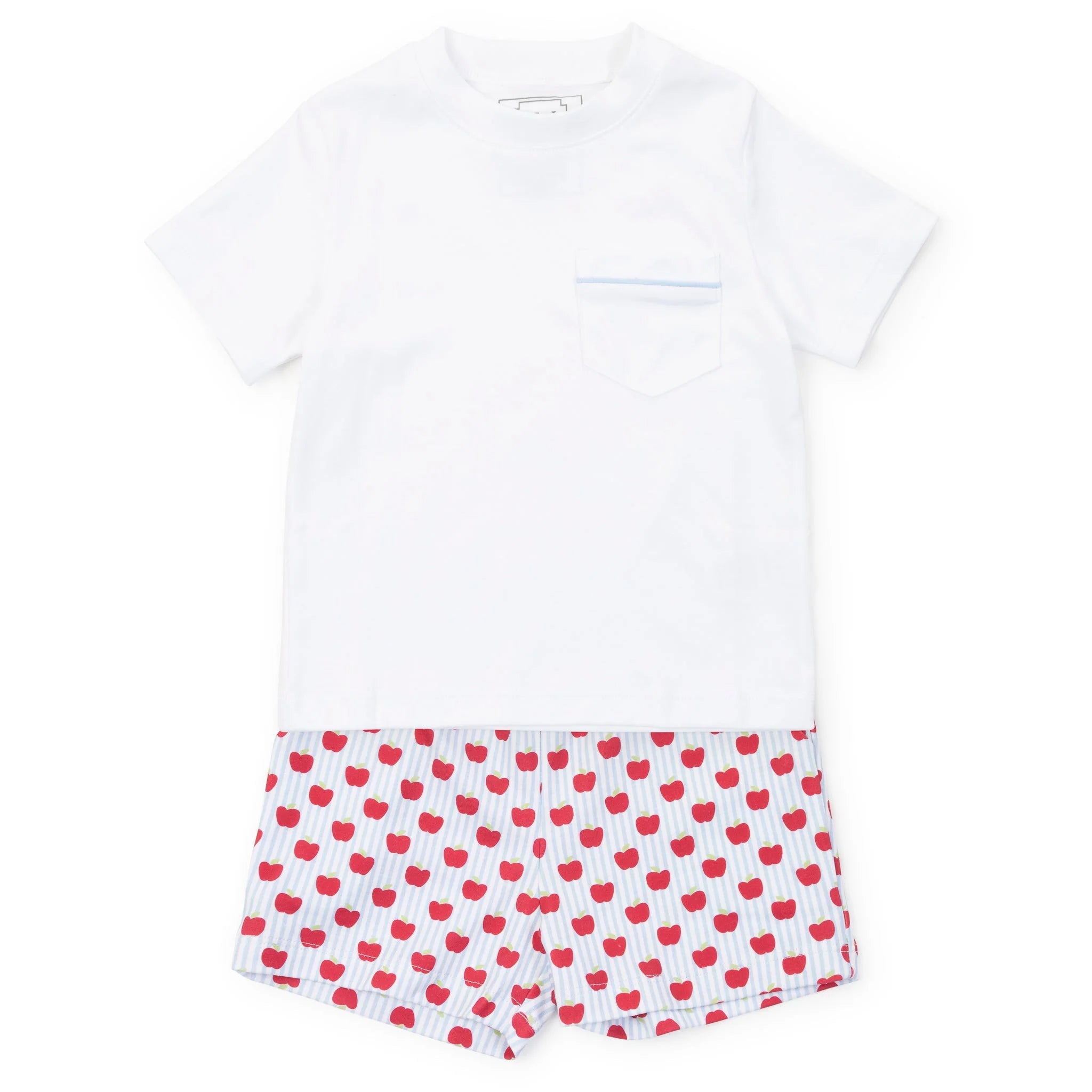 Walker Boys' Short Set - Schoolhouse Apples Blue from Anderson Parker