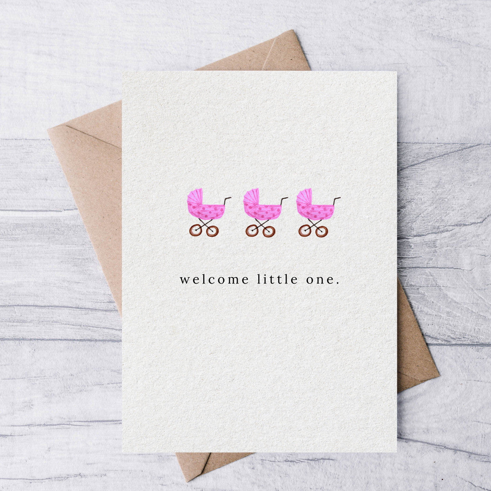 Welcome little one baby card (pink) from Anderson Parker