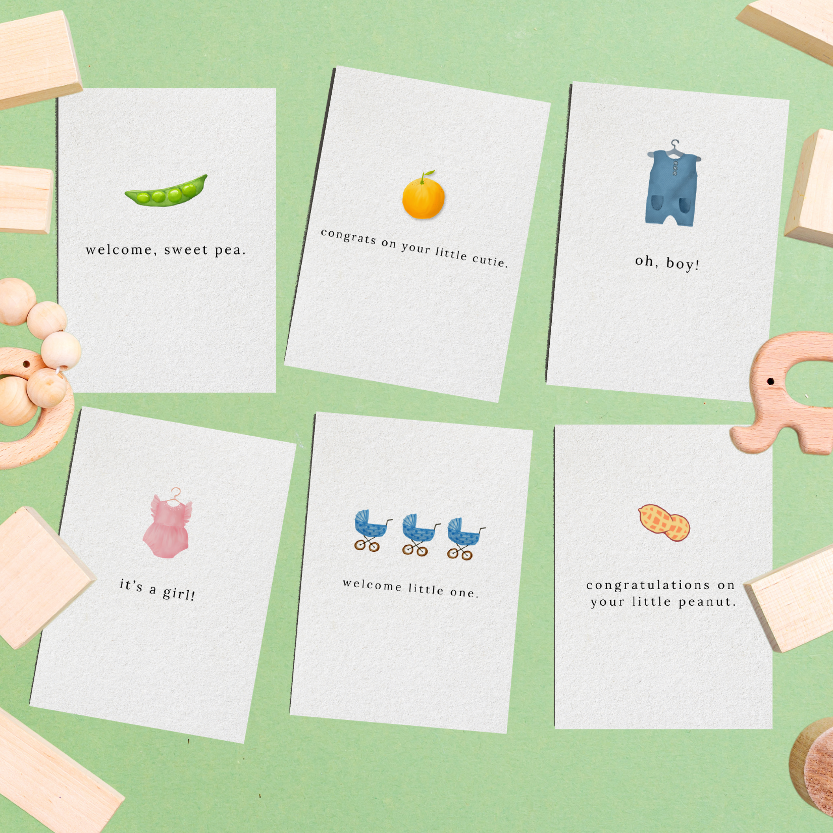 Welcome, sweet pea new baby greeting card from Anderson Parker