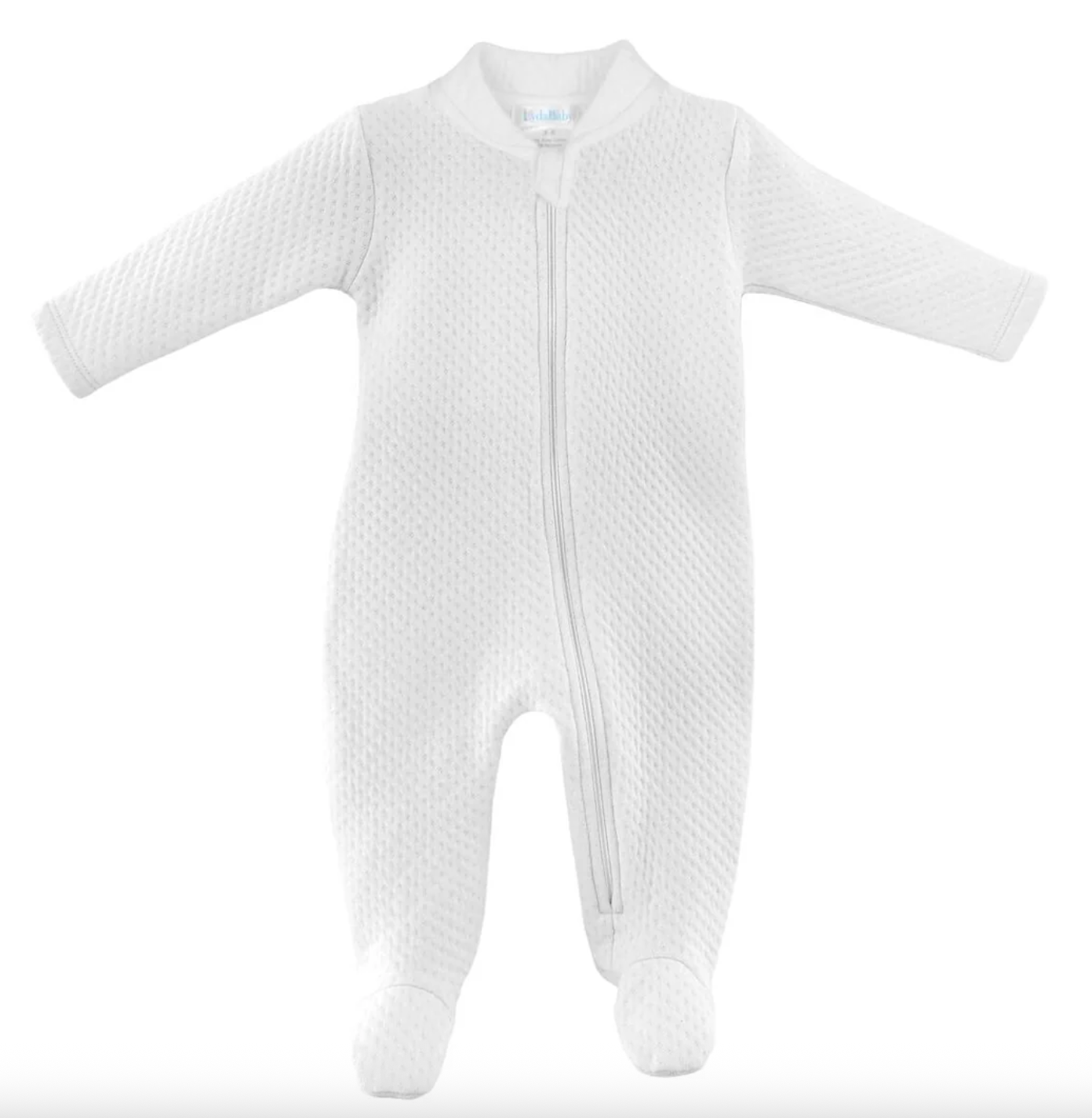 White Quilted Zipper Footie from Anderson Parker