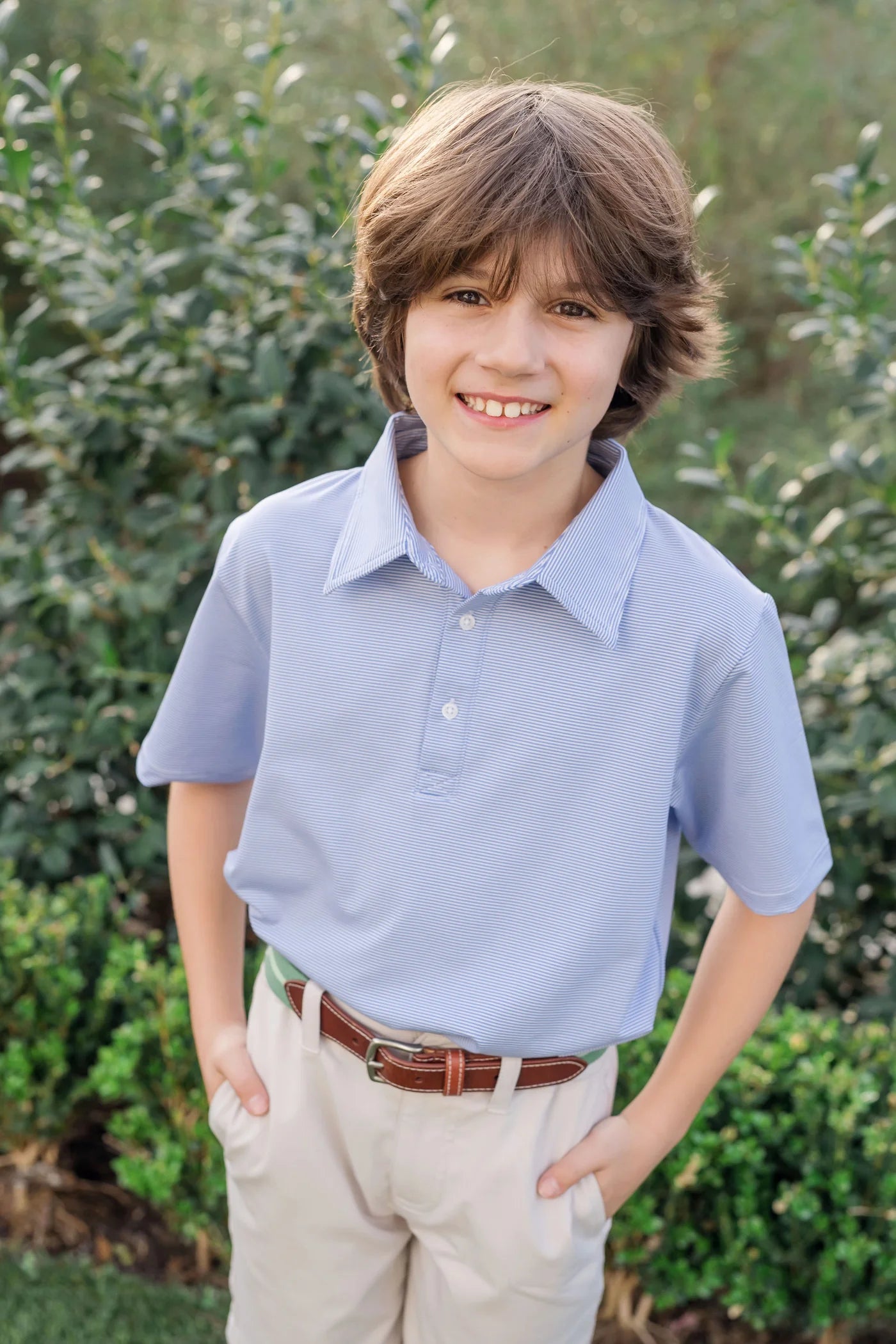 Will Performance Polo - Blue Stripes from Anderson Parker