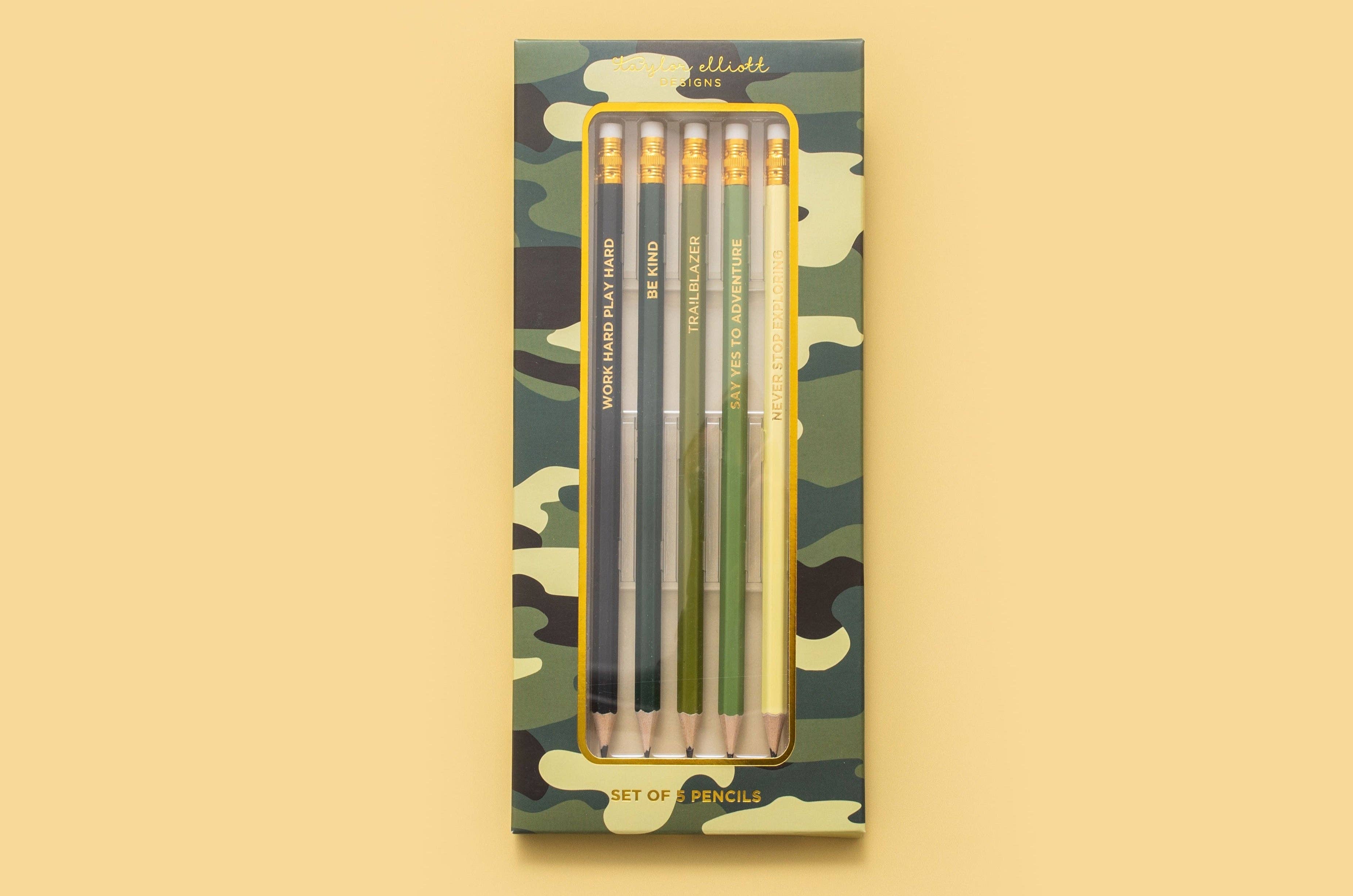 Pencil Set - Motivational - Camo - 5 Piece Set from Anderson Parker