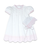 1956 Batiste Scallop Trim Daygown Set, Blessings White & Pink from Anderson Parker