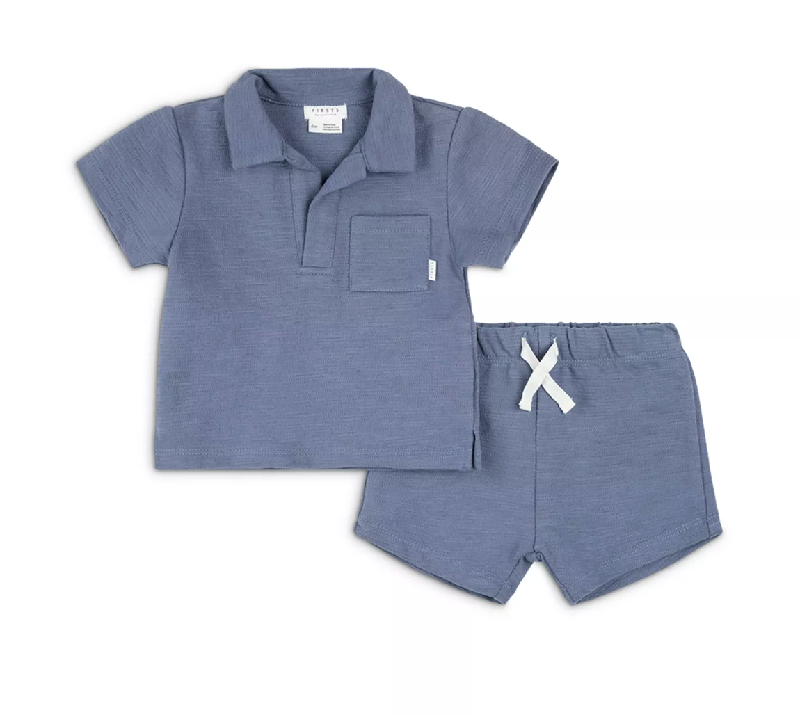 2PC SET: S/S TOP + SHORTS KNIT - BLUE from Anderson Parker