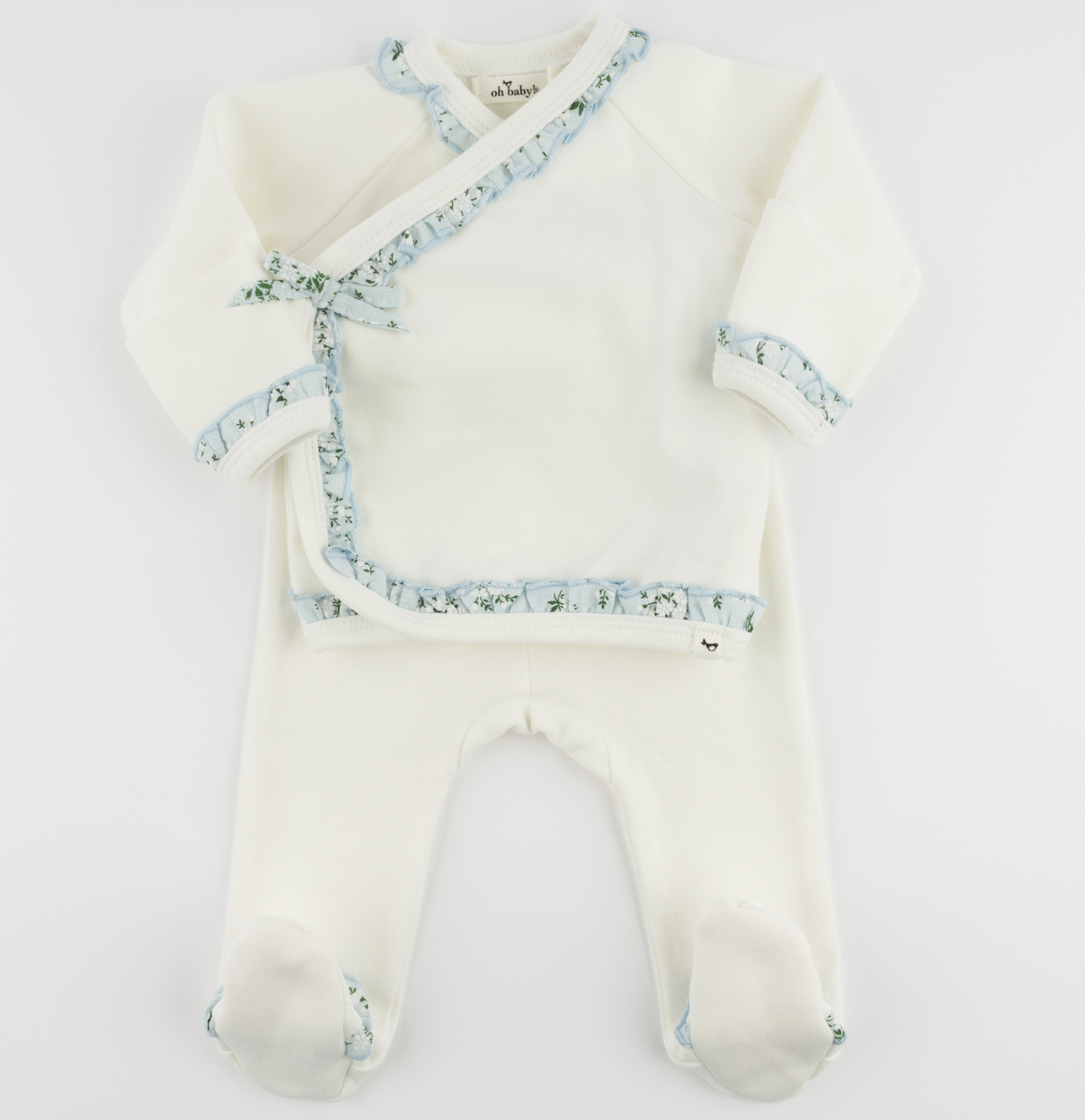 APPLE BLOSSOM KIMONO WITH SKY RUFFLES from Anderson Parker