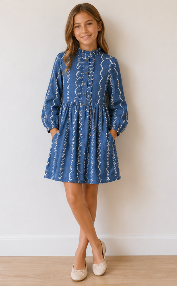 Amelia Dress - Chamonix Chambray Embroidery from Anderson Parker
