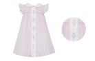 Anavini Girls Pink Striped Float Dress with Collar - Embroidered Ice Cream Cones - Anderson Parker