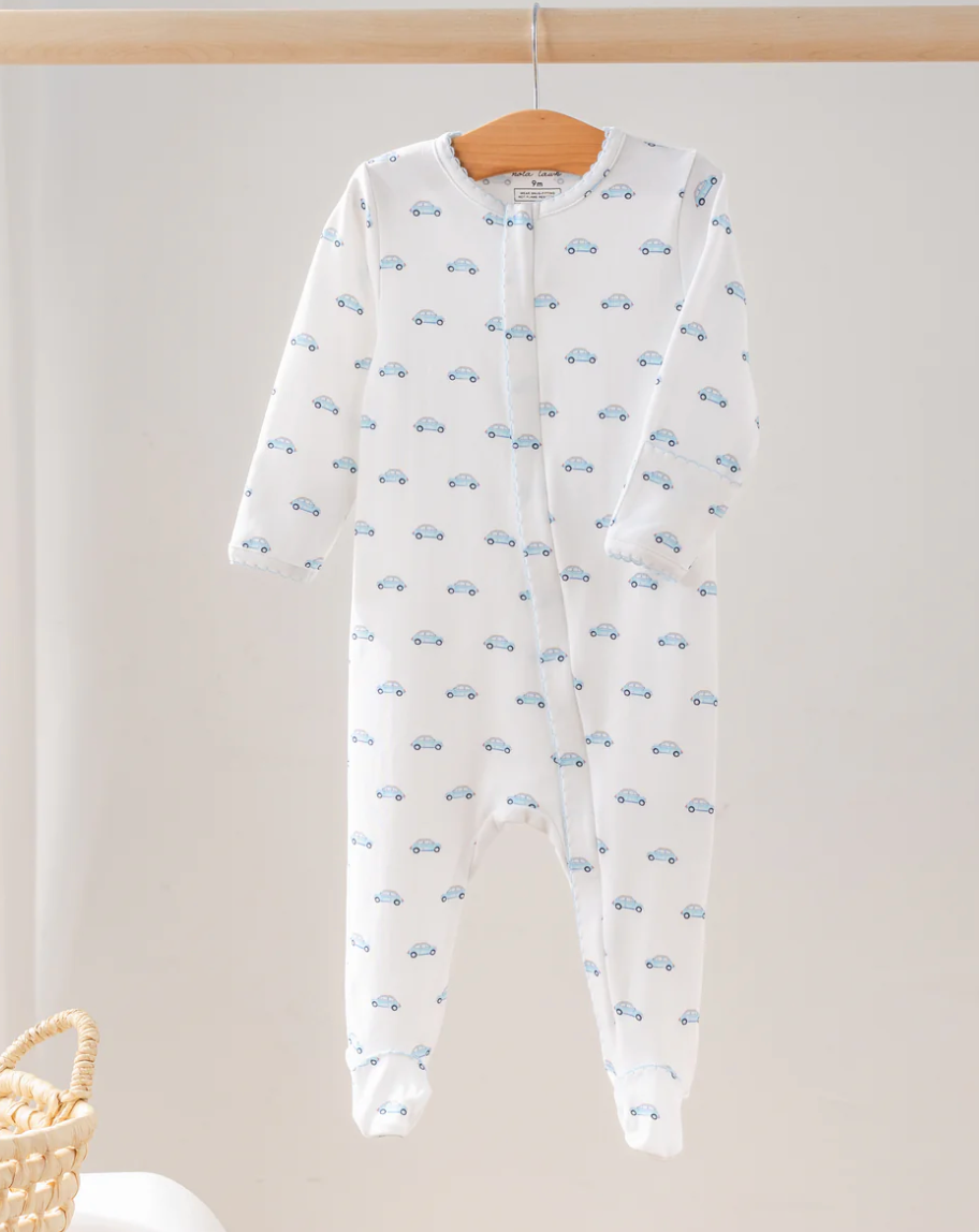 Baby Basics: Little Blue Wheels Organic Cotton Baby Pajamas from Anderson Parker