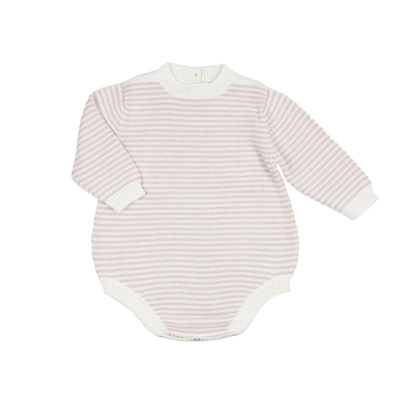 Baby Knit Romper — Rose Stripe with Ivory Trim from Anderson Parker