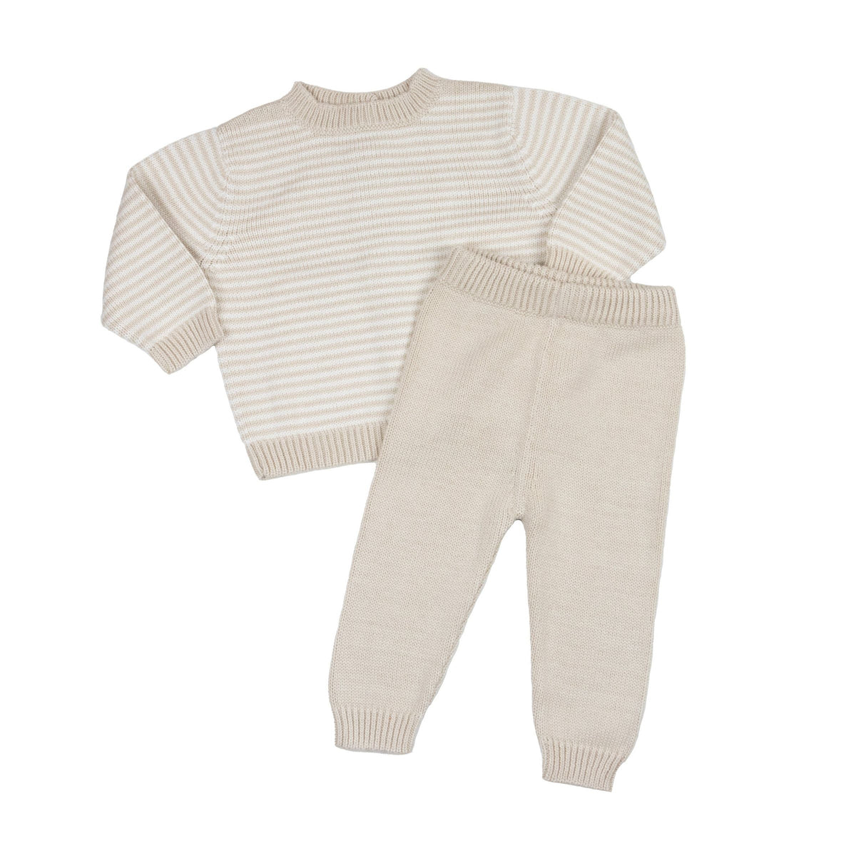 Baby Knit Sweater and Pant Set — Oatmeal Stripe from Anderson Parker