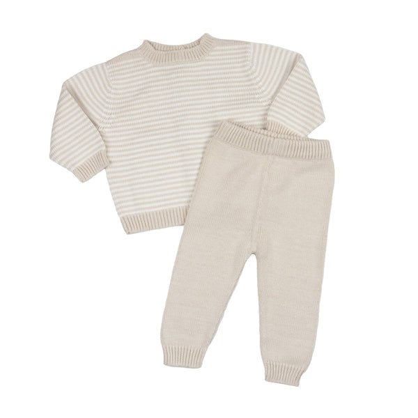 Baby Knit Sweater and Pant Set — Oatmeal Stripe from Anderson Parker