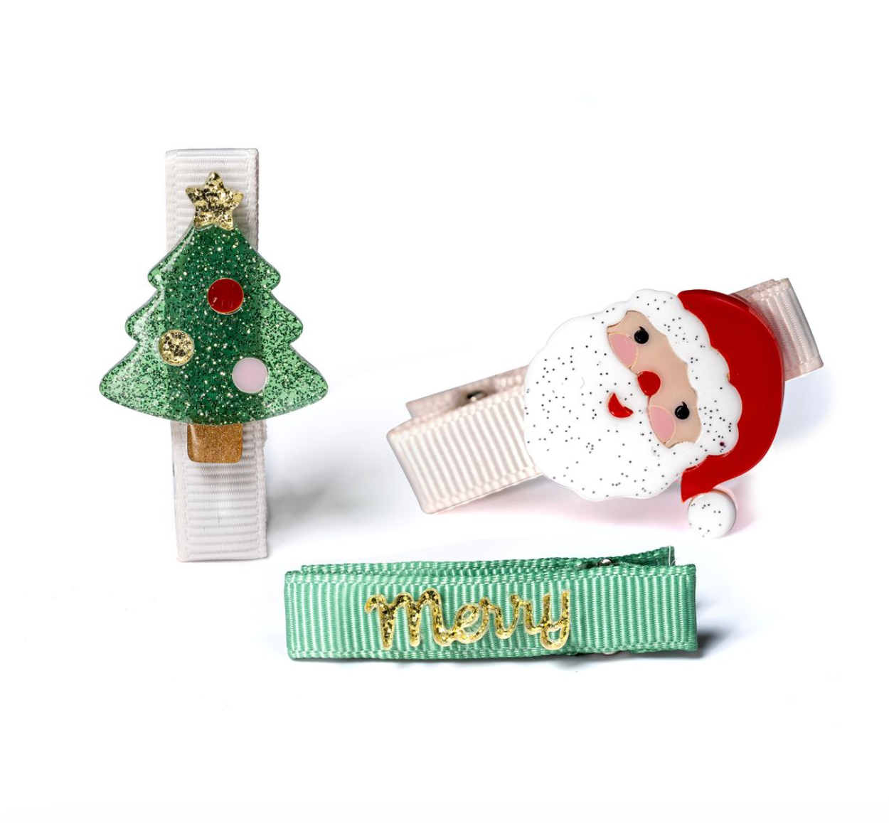 Baby Tree Green Santa Hair Clips from Anderson Parker