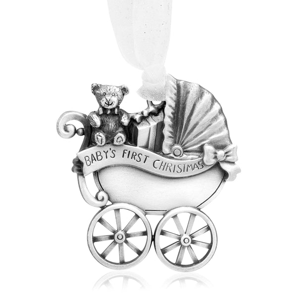 Baby's First Christmas Pewter Carriage Ornament from Anderson Parker