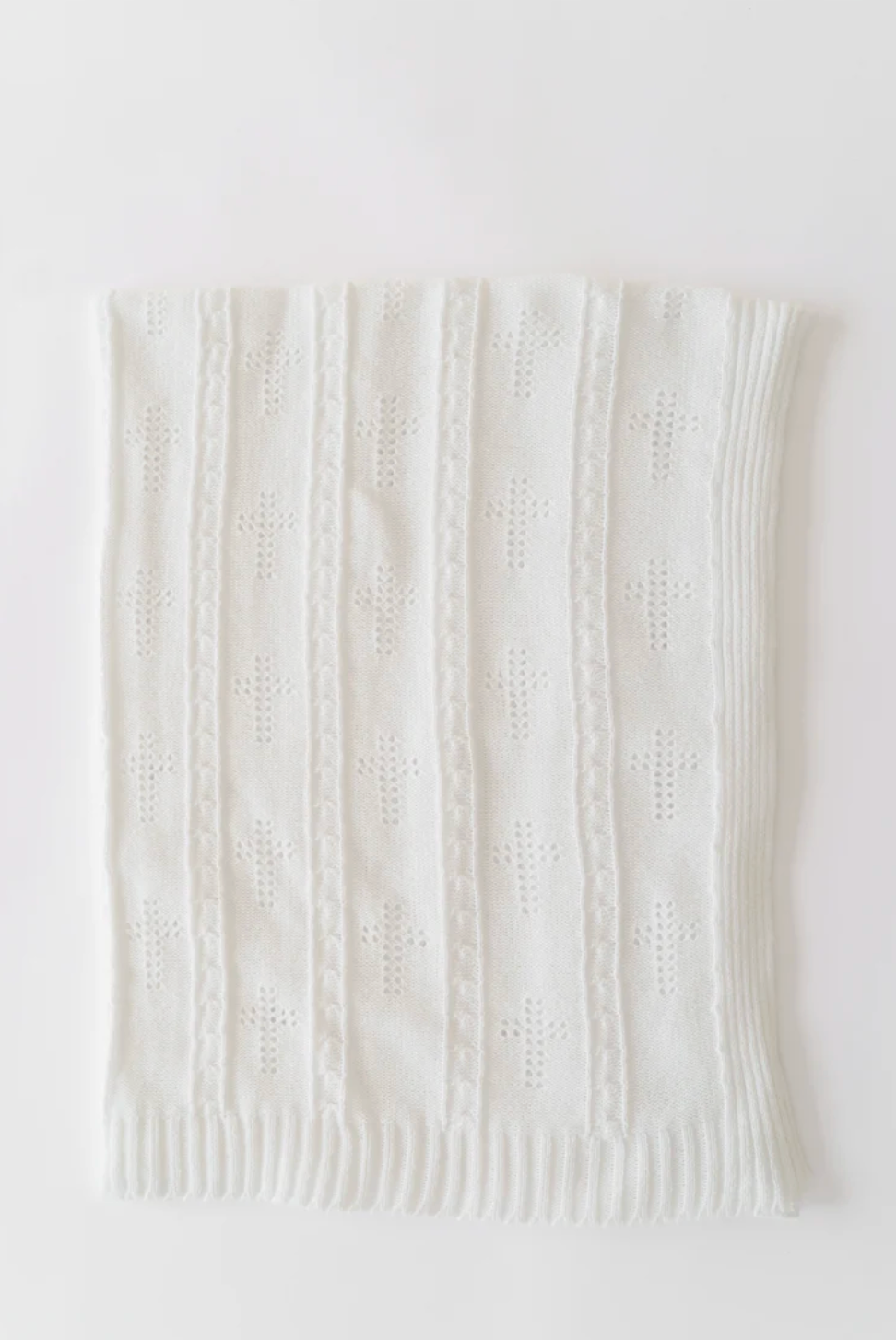 Bailey Baby Blanket - Worth Avenue White with Crosses from Anderson Parker