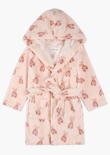 Ballet Print on Light Pink Plush Robe from Anderson Parker