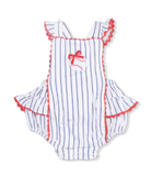 Baseball Stripe - Ric Rac Ruffle Sunsuit from Anderson Parker