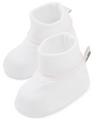Basic Baby Booties - White w/ Pink Trim from Anderson Parker
