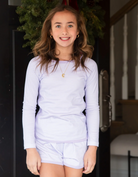 Basics Long Sleeve/Short Lounge Set - Lavender Stripe from Anderson Parker