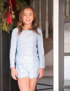 Basics Long Sleeve/Short Lounge Set - Light Blue Stripe from Anderson Parker
