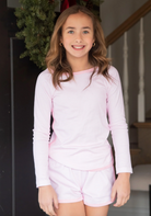 Basics Long Sleeve/Short Lounge Set - Pink Stripe from Anderson Parker