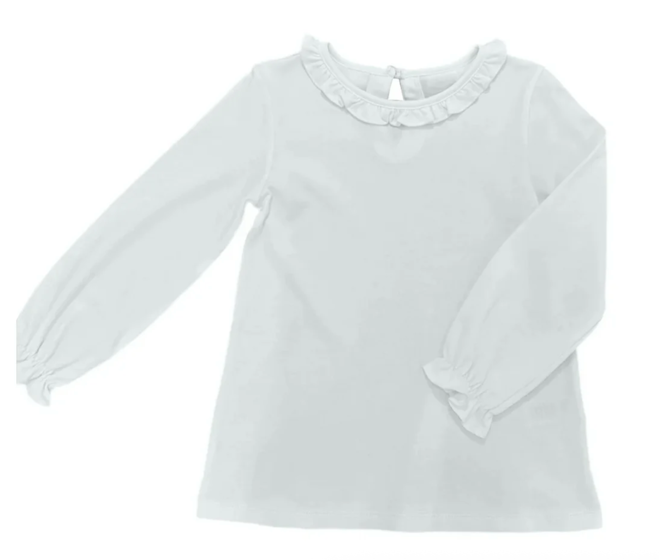 Basics Pima Ruffle Neck Top - White from Anderson Parker