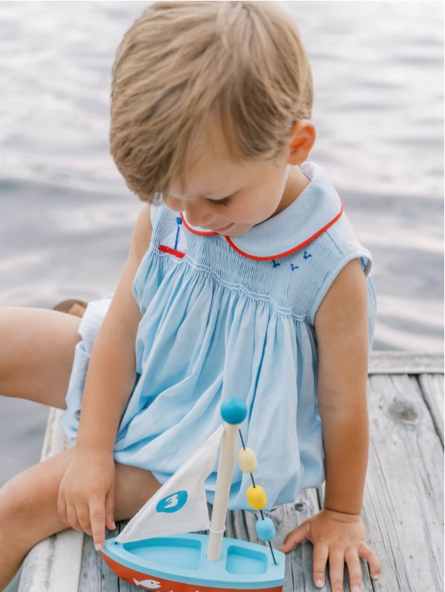 Beckett Bubble Brentwood Blue Pique - Sailboat from Anderson Parker